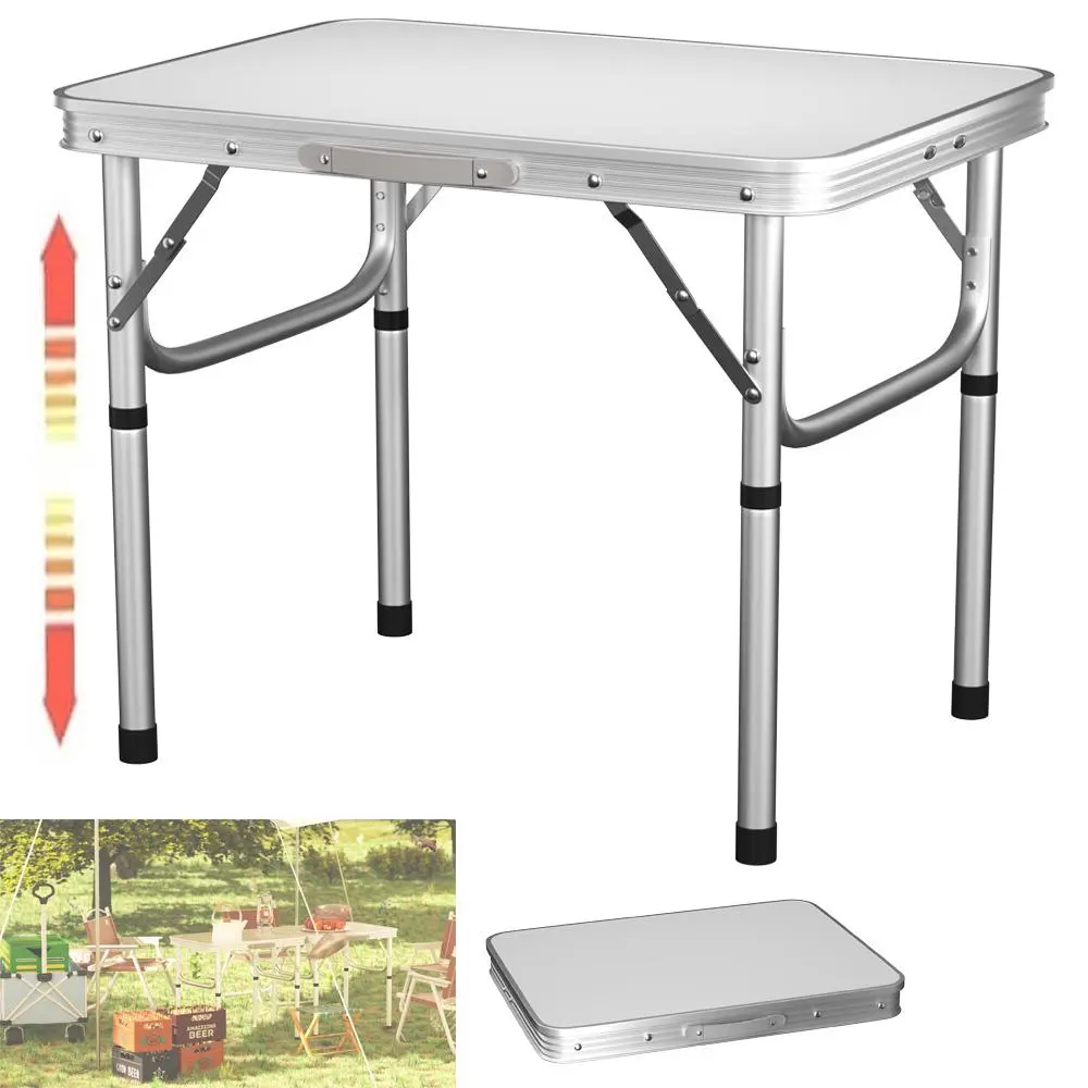 2ft Folding Camping Table with 2 Adjustable Height, Lightweight Aluminium Picnic Table,Portable Foldable Picnic Table for Party