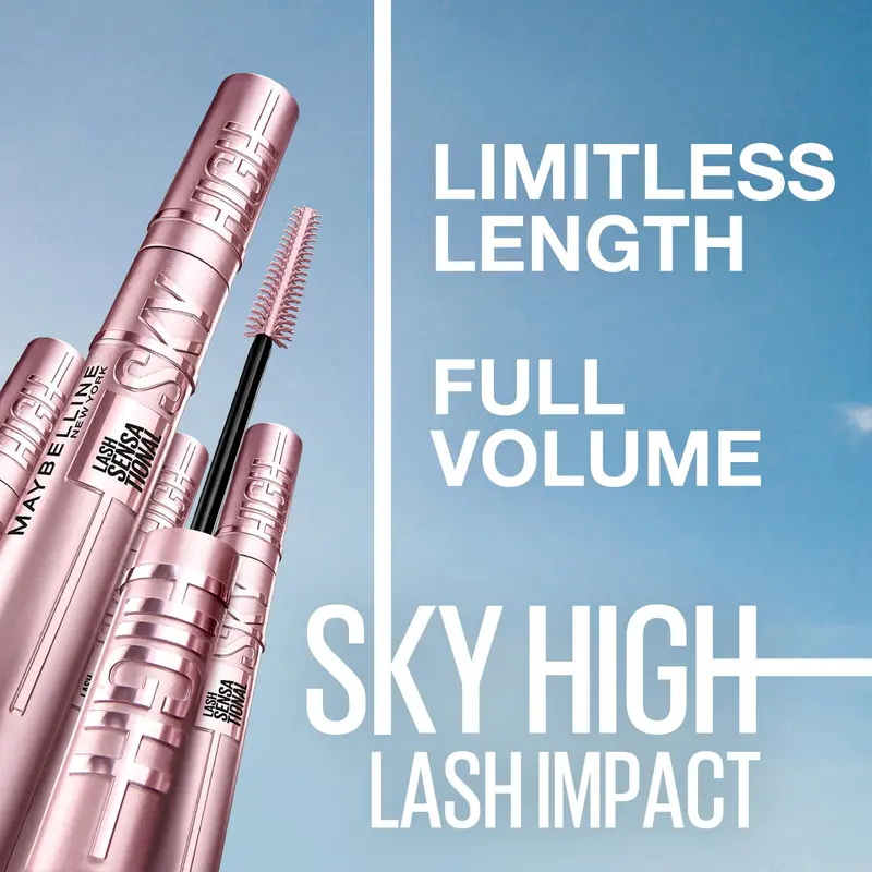 Maybelline Lash Sensational Sky High Bundles Volumizing, Lengthening and Thickening Eyelash Mascara, Black & Burgundy 1