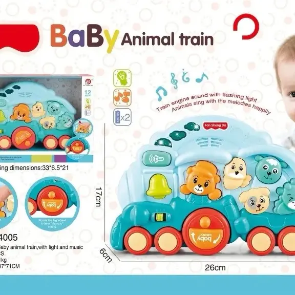 Interactive Locomotive with Animals Animal Sounds Light Effects Blue 3