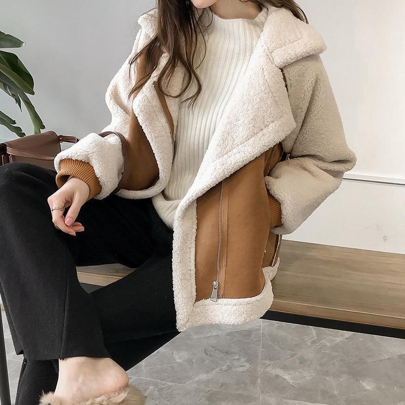 [2024] New Loose Fur coat women's short lambswool motorcycle clothing jacket womenswear tops 6