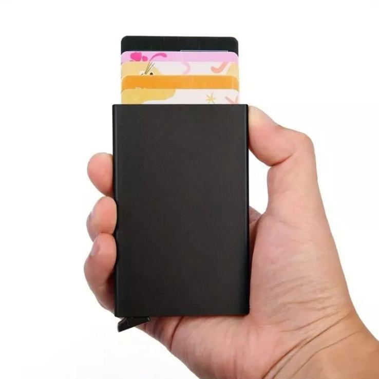Credit Card Holder Mens Slim Anti-Theft Aluminium RFID Blocking Wallet ID Holder cardholders brown minimalist men's men 3