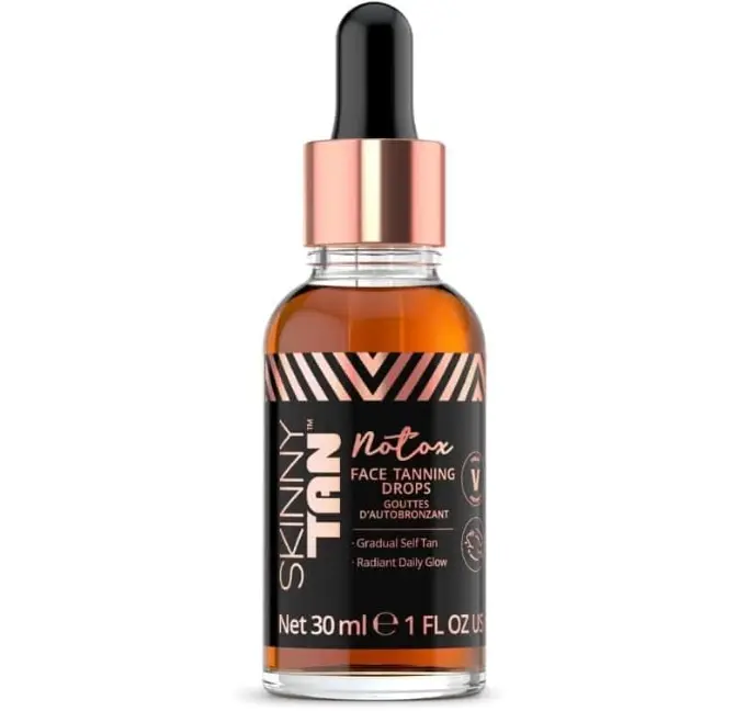 Skinny Tan Face Tan Notox Moisturising Face Tanning Drops - Gradual Fake Tan Face Serum with Vegan Collagen, Cruelty-Free, Paraben Free & Vegan Skincare - Dark Self Tan, 30ml