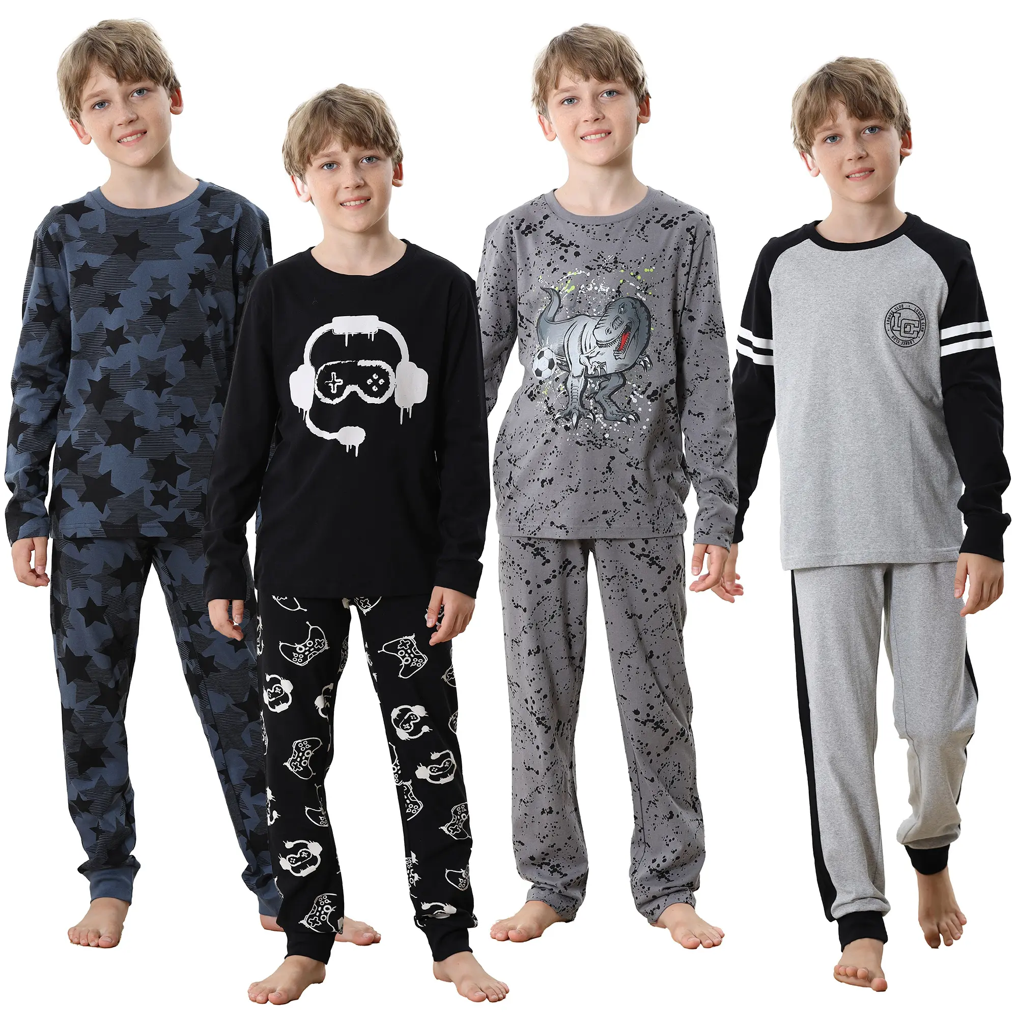 Boys Pyjamas Pjs Nightwear Set Loungewear Cotton Long Sleeve 8-13 Years