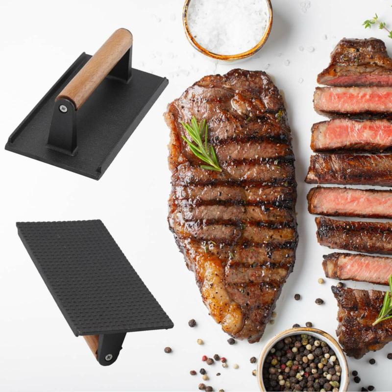 Cast Iron Grill Steak Weight Bacon Press Flat BBQ Hamburger Meat Patty Cooking Kitchen Utensils 5