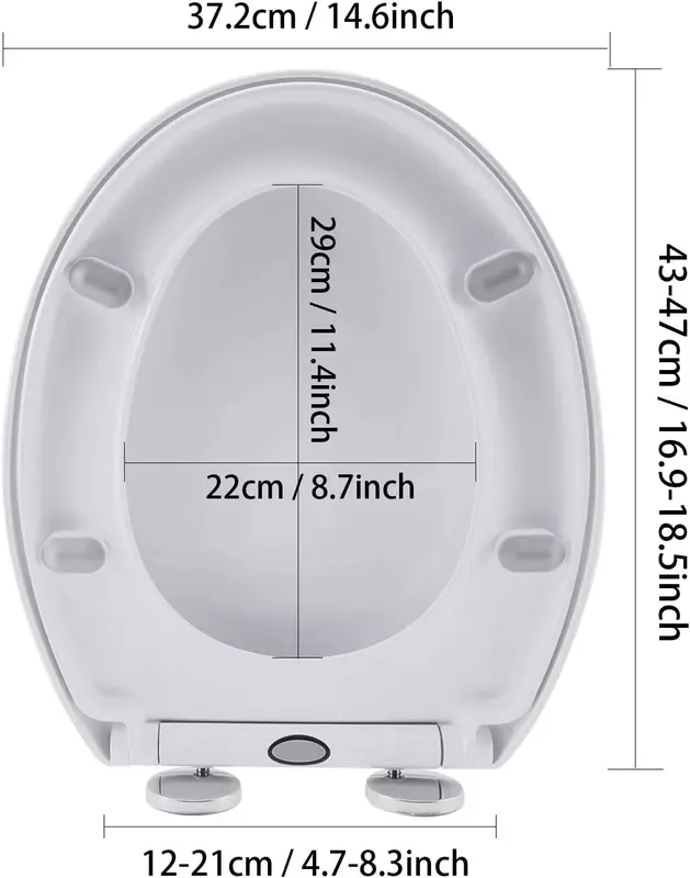 Soft Close Square Toilet Seat Quick Release,Anti-Bacterial White+360° Adjustable Stainless Hinges, Simple Top Fixing Lid Loo WC 7