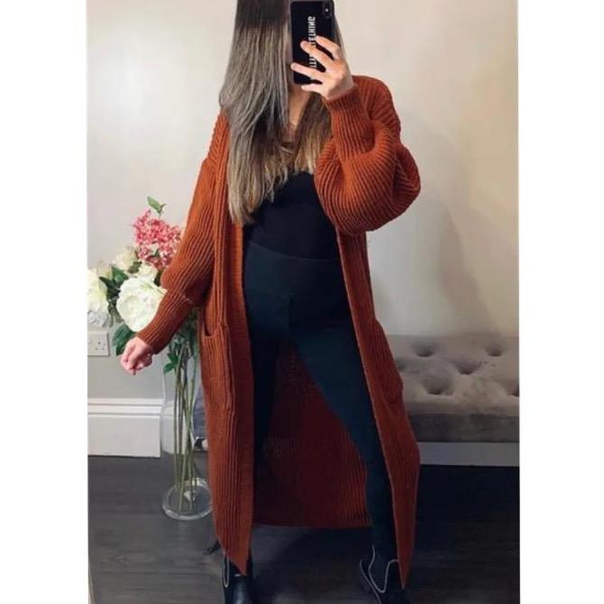 Chunky Knitted Baloon sleeve Maxi Cardigan Womenswear Comfortable Knitwear Causal autumnal fits 7