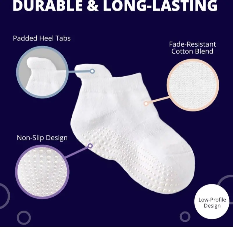 LA Active Baby and Toddler Ankle Socks with Grip - Non-Skid Anti-Slip Kids Socks 0-3 month .Pack of 6 Pairs 1