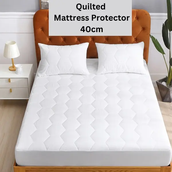 Quilted Mattress Protector 40cm Extra Deep Fitted Mattress Cover, 200 GSM Triple Filled Mattress Protector with Elastic Skirt, Breathable and Noiseless Bed Cover, Machine Washable (White) Soft luxury bedding  set bed  accessories cute  bedding  sets 0