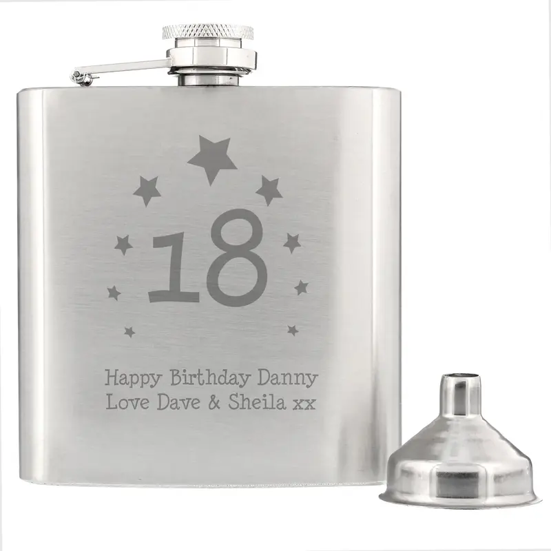 Personalised Stars Age Hip Flask 2