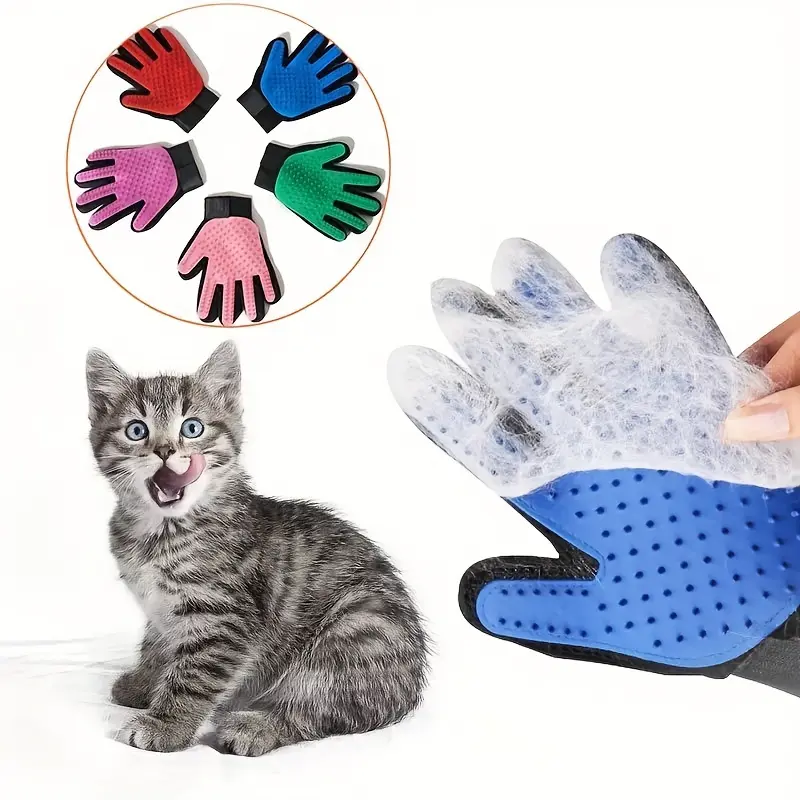 Des Shedding Pet Grooming Glove - Combs for Gentle Cat and Dog Hair Removal - Soft Brush Massages and Stimulates Blood Circulation, Easy to Use and Clean, Perfect for Pet Owners 1