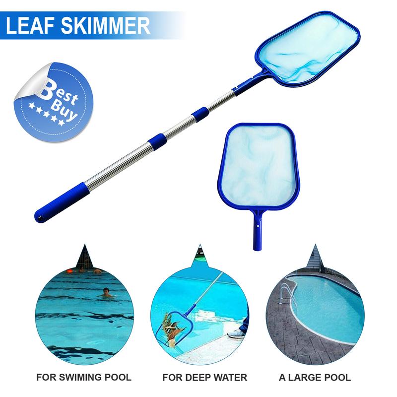 SWIMMING POOL DEBRIS LEAF SKIMMER THREE WAY TELESCOPIC MESH NET CLEANING POLE 4