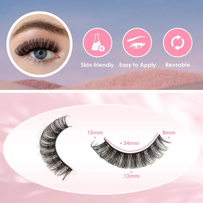 Cat Eyelashes Volume 3D Hybrid Natural Look Fake Russian Strip Lashes 10 Pairs Dramatic Fluffy Handmade Reusable D Curl False Eyelashes Faux Makeup 5