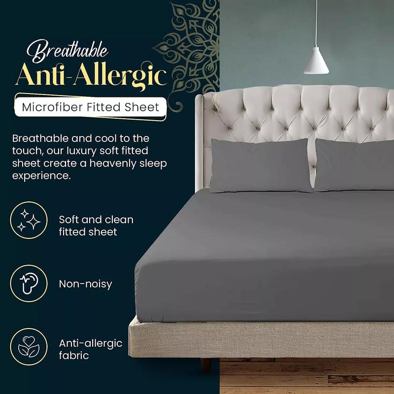 26cm Fitted Sheet Queen - 100% Brushed Microfiber Quality 1800 Ultra Soft Fitted Sheet - Bottom Sheet Shrinkage & Fade Resistant - Deep Pocket Up to 16" - 1 Queen Fitted Sheet Only (White) 5