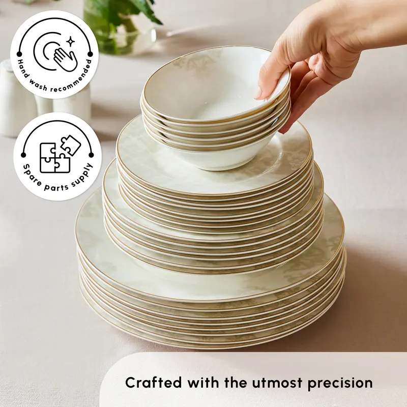 Karaca Siena 53-Piece Bone China Dinner Set for 12 People, Gold 4