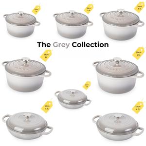 Cast Iron Casserole with Lid -  Grey Cookware Collection – Non Stick Dutch Oven Pot, Oven Safe up to 500° F – Ovenproof Enamelled Stockpot  - by nuovva