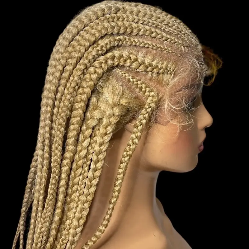 Blonde Braids Lace Long Box Braids Hairstyles With Baby Hair, Hair For Women 2