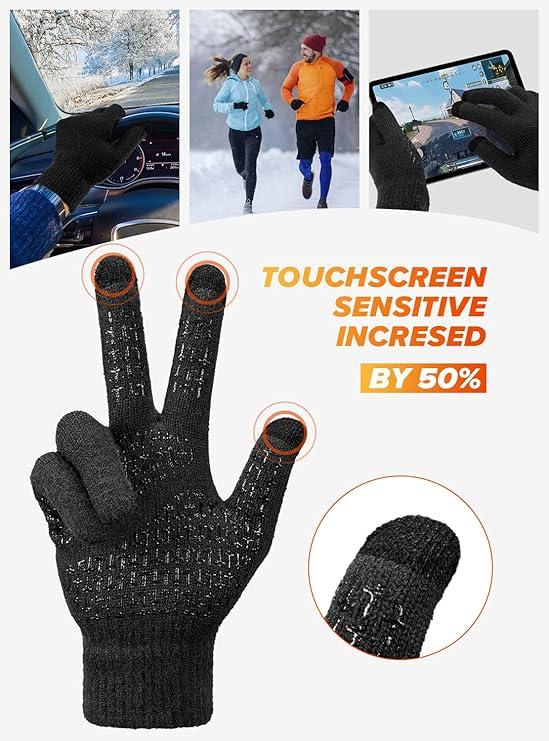 Product Introduction of Soft Warm Touch Screen Winter Thermal Gloves Men Women, Non-slip Grip, Elastic Cuff, Knit Stretchy Material 0