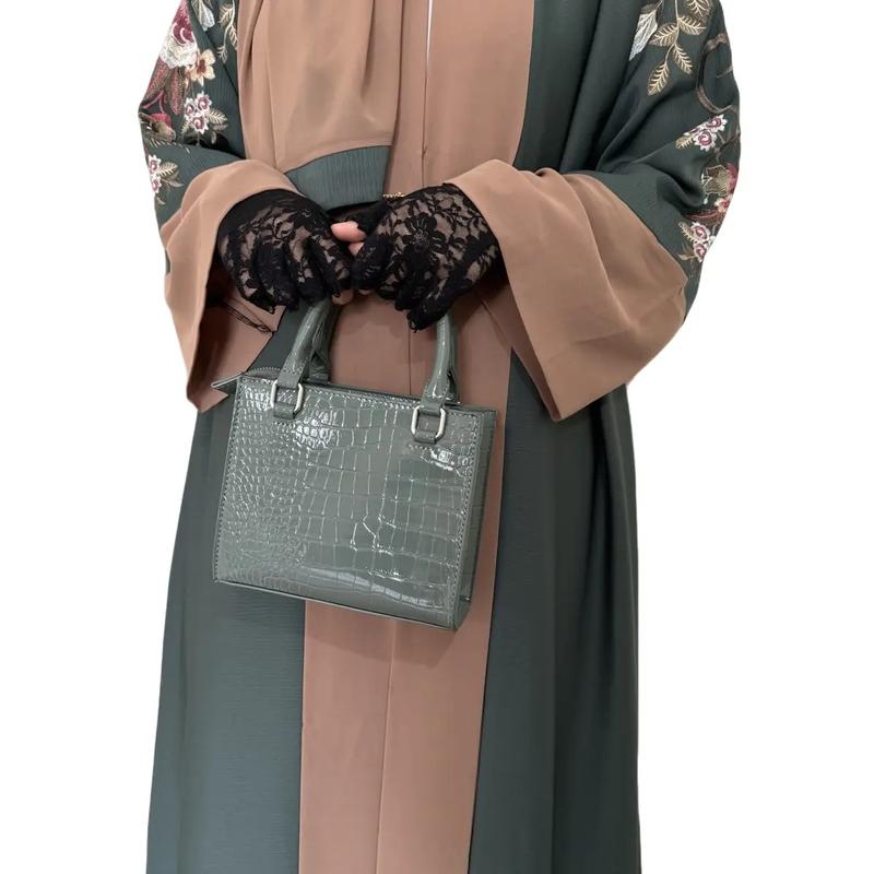 Sage Green Embroidery Abaya/Occasion Wear Modest Outfit /Muslim Abaya/Woman Fashion/Hijab styles/ Floral 0