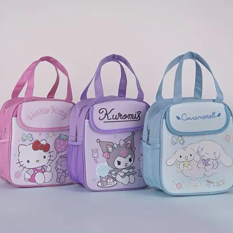 1pc Cute Sanrio Hello Kitty, Cinna & Kuku Insulated Fashionable Lunch Bag - Reusable, Foldable, Zipper Closure, PU Material, Unlined 0