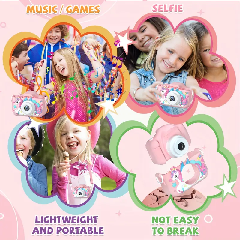 Gift Kids Toy Unicorn HD Camera, Suitable For 3-12 Years Old Toddlers, Kids, Boys And Girls, Selfie Camera For Kids, Christmas, Halloween, Thanksgiving And Birthday Gifts 7