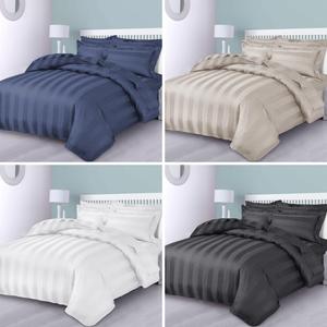 100% Egyptian Stripe Duvet Cover Sets with Pillowcases Luxury Bedding set Single Double King Super King