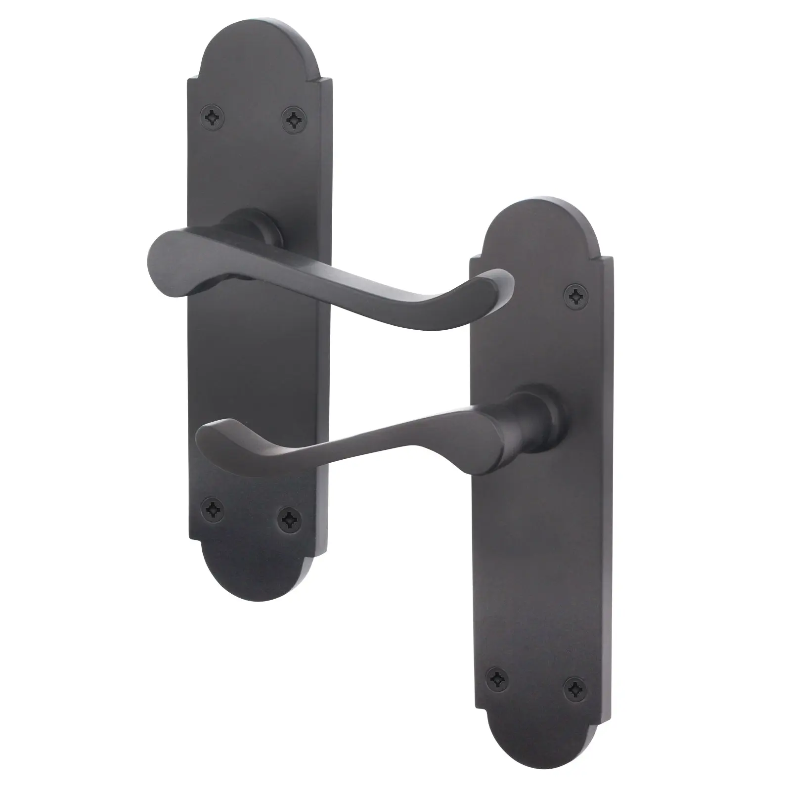 Victorian Rectory Matt Black Lever Door Handles - Latch