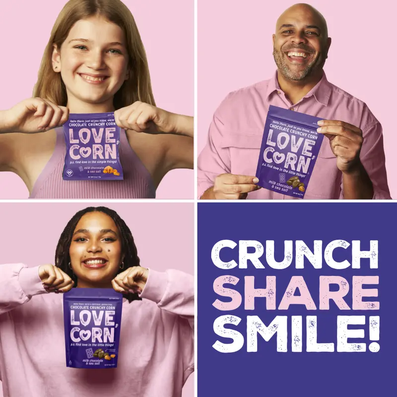 LOVE CORN Milk Chocolate & Sea Salt Crunchy Corn Snack 15g x 30 Bags – Chocolate Multipack Snacks Ideal for Gluten Free Diets – Chocolate Gift – Perfect To Graze On 2