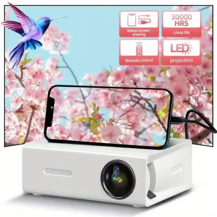 Professional Hd Mini Projector For Home Theatre And Outdoor Camping, Compatible With Hdtv, Usb Sd And Stand, Compatible With A Wide Range Of Devices, Suitable For Outdoor Camping/Home Theatre Audio Crystal 2