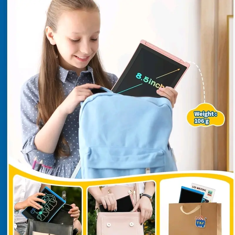 LCD Writing Tablet for Kids with Erasable Drawing Board and Lanyard - 8.5inch Colorful Learning Toys Gift 5
