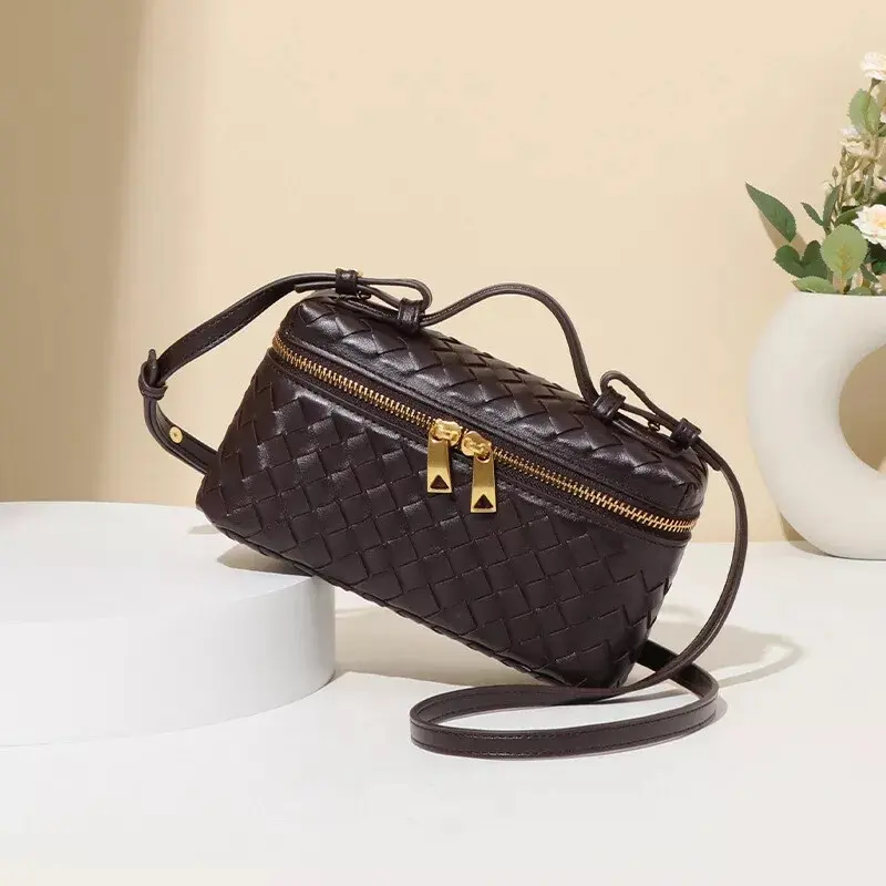 Ladies Woven Handbag Cross Body Messenger Designer Soft Leather Box Shoulder Bag
