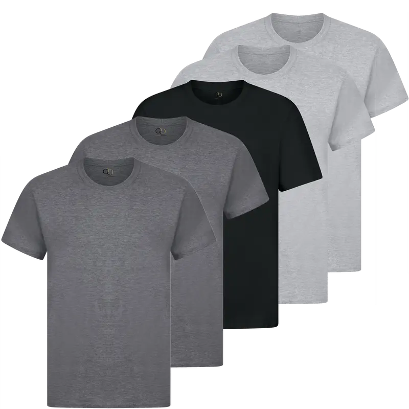 5 Pack Mens T Shirts 100% Cotton Plain Short Sleeve Tee T-Shirt Tops Bulk Menswear Set 5