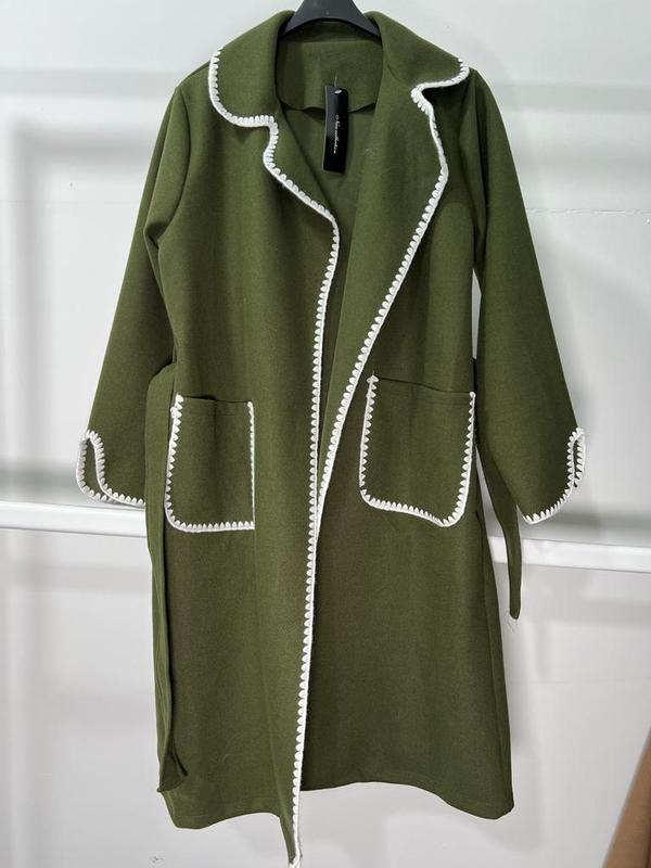 Ladies Women Long Coat With Belt trench style Casual Womenswear Comfort Outerwear Long Sleeve Longsleeves Lady Tops 4