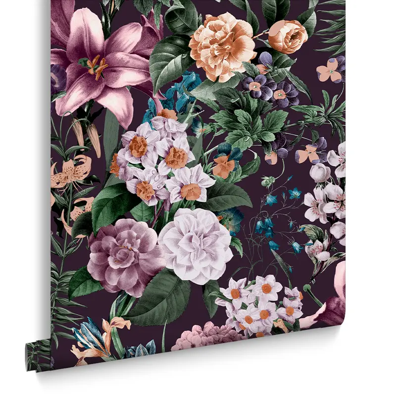 Graham & Brown Glasshouse Flora Amethyst Wallpaper | Purple Wallpaper | Floral Wallpaper | Eco-friendly Wallpaper 0