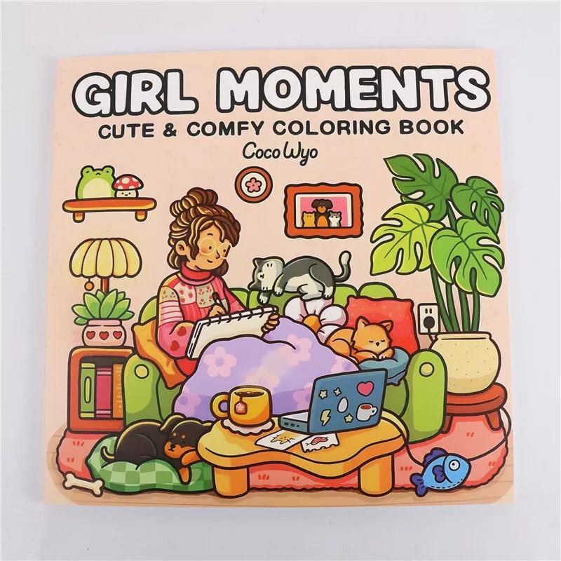 Product Introduction of Girl Moments: Coloring Book for Adults and Teens Featuring Cute Cozy Daily Activ 3