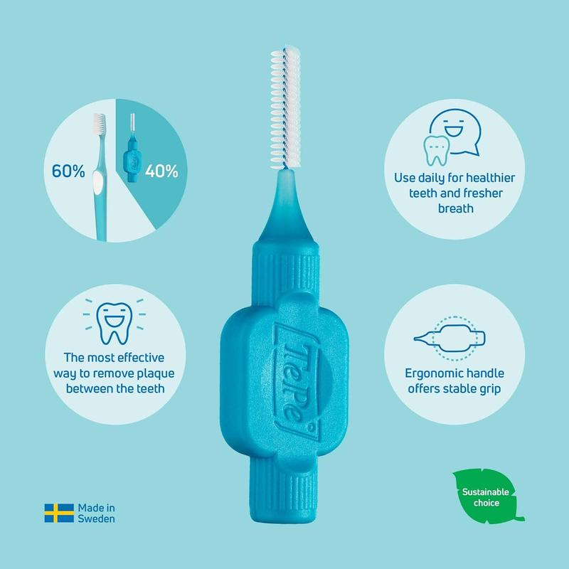 TePe Interdental Brush, Original, Yellow, 0.7mm/ISO 4, 8pcs, efficient Cleaning Between Teeth, Plaque Remover and Dental flosser for Small Gaps Oral Pack Comfort Cleanser 4