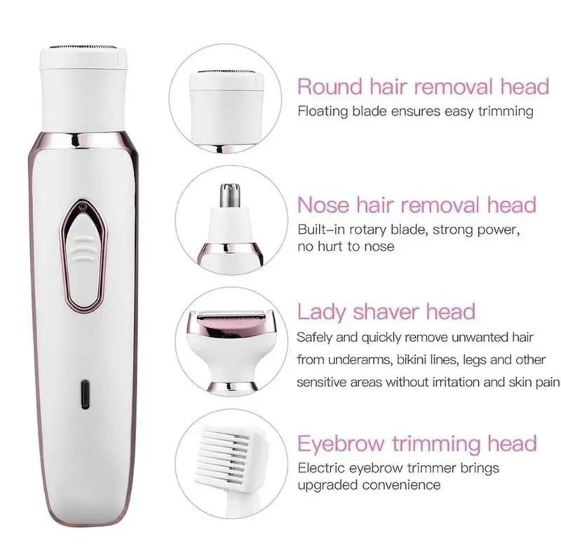 4 In 1 Electric Rechargeable Hair Removal Device, 1 Set Nose Eyebrow Face Razor For Gift, Wet & Dry Private Area Trimmer For Winter Gift, Electric Hair Removal Device For Women, Halloween, Christmas, Gadgets flawless  eyebrow 6