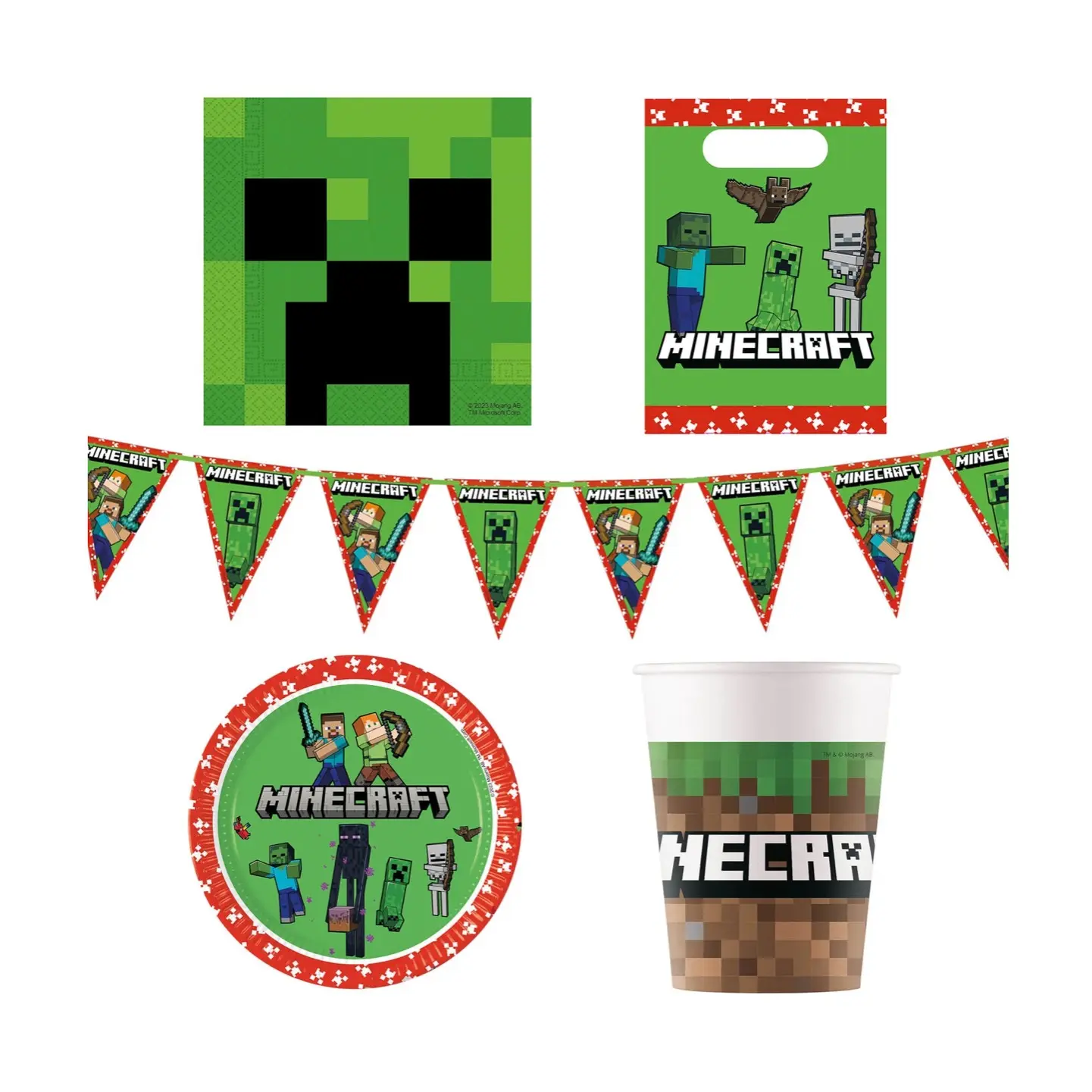 Minecraft Party Tableware/Decorations Minecraft Plates Cups Napkins Tablecloth Gaming Birthday, Minecraft Party, Minecraft Party Supplies, Gaming Birthday, Disposable Set