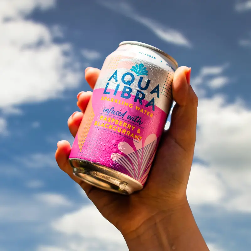 Aqua Libra Raspberry & Blackcurrant Infused Sparkling Water 24 pack of 330ml cans Fruit Beverage 2