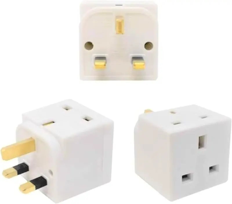 2 Way Double Plug Adaptor - Multi Plugs Extension Sockets Adapter - UK 3 Pin Socket Extensions 250V 13 Amp - Power Extender Multiplug Block for Kitchen, Office, PC, TV, Indoor Lighting 4