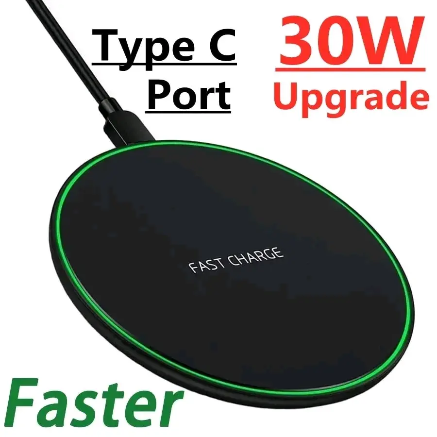 30W Wireless Charger Pad For iPhone 14 13 12 11 Pro XS X XR 8 Induction Type C Fast Charging Pad for Samsung S22 S21 S20 Xiaomi Device Smartphone Mobile Electronic Magnetic