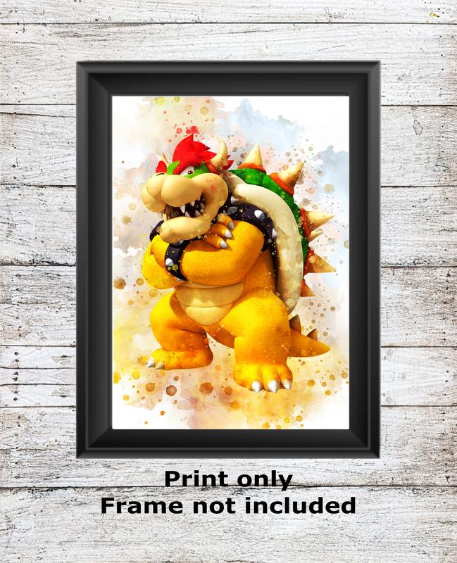 Super Mario unframed watercolour wall art childrens bedroom A5 A4 A3 High Quality Prints 2