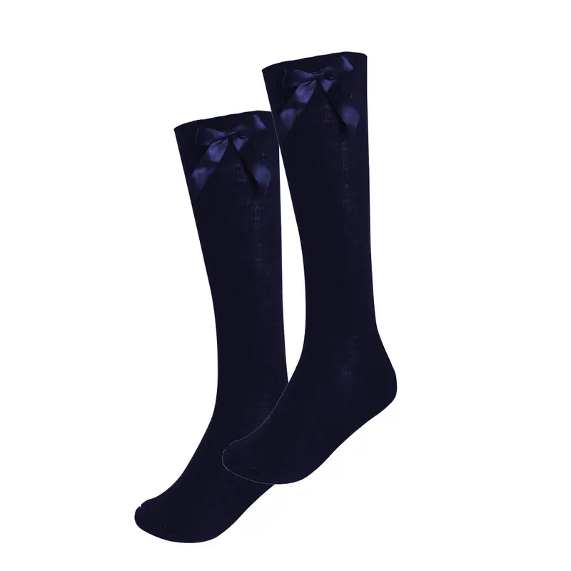 6-12 Pairs of Girls Knee High Long School Socks with Bow | Girls Party Socks 3