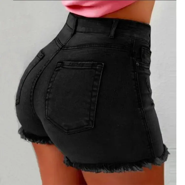 Women's Denim Stretch Shorts Stretch Tassel Distressed High Waist Hot Pants Women's Jeans Available in Multiple Colors Bottoms Womenswear Basic Skinny 6