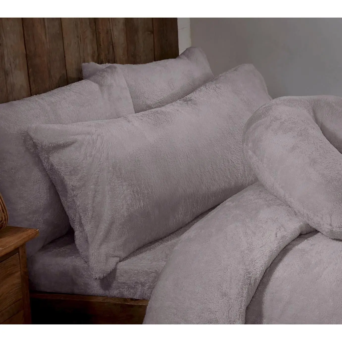 Silver Grey Teddy Fur Fleece Bolster Pillows - 3ft, 4ft6, 5ft