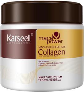 Karseell Maca Power Collagen Hair Mask, Deep Repair & Conditioning for Dry & Damaged Hair, All Hair Types, 16.90 oz (500ml) Argan Conditioner