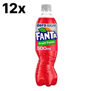 12 x Fanta Fruit Twist ZERO 500ml - Best Before 28/02/2025 - Refreshing Fruit Flavour with a Twist Beverage