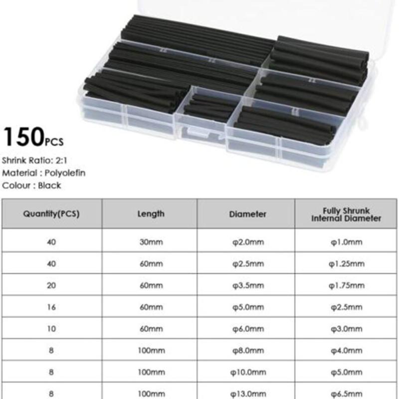 Product Introduction of 150Pcs Heat Shrink Tubing Tube Sleeve Kit Electrical Assorted Cable Wire Wrap UK 6