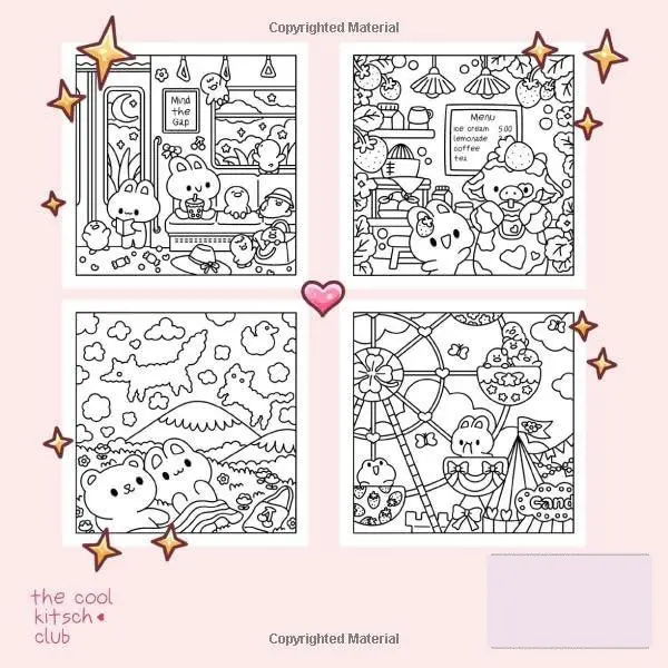 Dreamy Days A Kawaii Coloring Book of Whimsical Scenes 30 Coloring Pages with Cute Cows, Frogs, Bunnies, Bears, Ducks and Otter (Sweet & Kitsch) Paperback Book 1