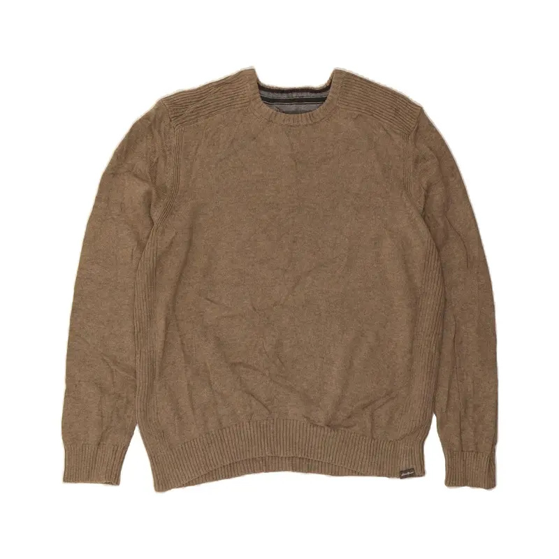 Pre-Owned Vintage EDDIE BAUER Mens Crew Neck Jumper Sweater XL Beige Cotton 1