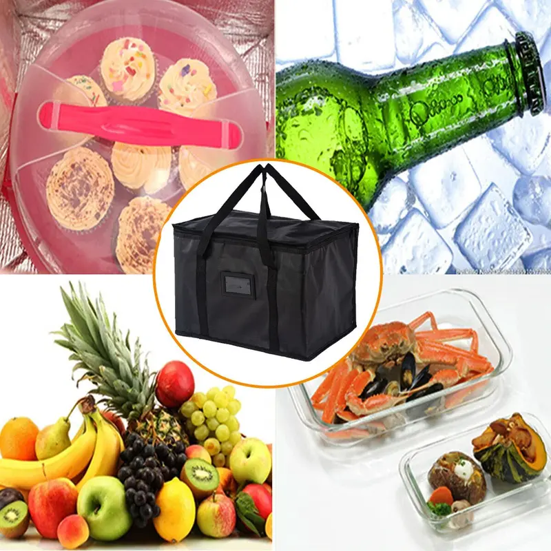 1 Pcs 16L/28L  Delivery Bag, Large Insulated Food Delivery Bag Insulated Reusable Grocery Bags Insulated Pizza Delivery Bags Warm & Cooler Bags for Food & Grocery Delivery Bag Hold 8